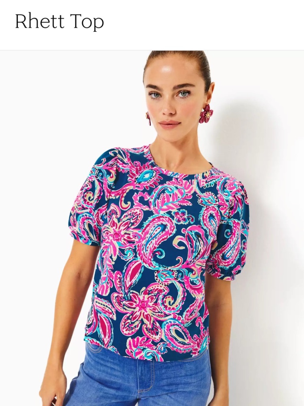 NWOT Lilly Pulitzer Rhett Blouse Sz L Flitting About